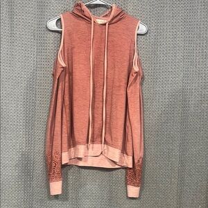 Women's Pink Cold Shoulder Hoodie